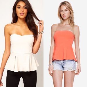 Bundle Express Heart Neckline Peplum Tube Tops